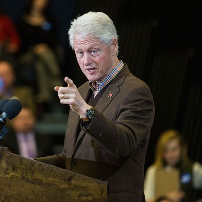 Bill Clinton Campaigns for Hillary Clinton in New Hampshire.