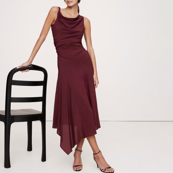 Banana Republic Crepe Twist-Shoulder Dress