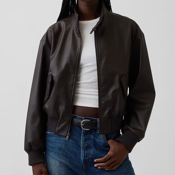 Gap Vegan-Leather Bomber Jacket