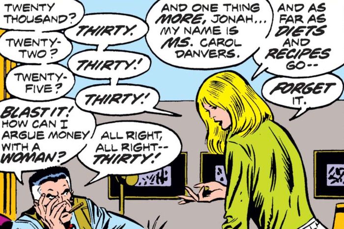 Carol&rsquo;s magazine editor look in Ms. Marvel Vol. 1 #1.