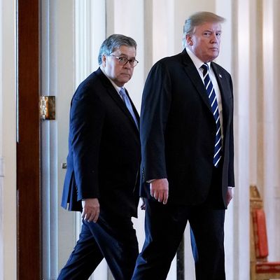 President Donald Trump (right) with Attorney General William Barr.