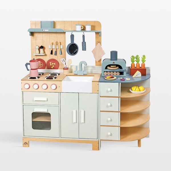 Crate & Barrel Tender Leaf La Fiamma Grand Kids Wooden Play Kitchen
