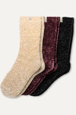 UGG Leda Sparkle Socks - Cream/Wild Grape/Black, 3 Pack