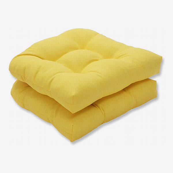Pillow Perfect Outdoor Fresco Yellow Wicker Seat Cushion (Set of 2)