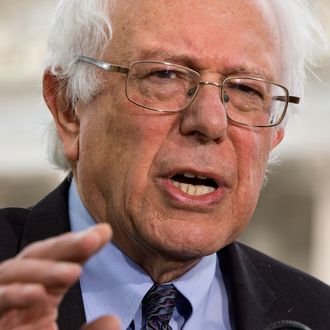 Sen. Bernie Sanders, I-Vt., speaks to the media about his agenda in running for president, Thursday, April 30, 2015, on Capitol Hill in Washington. (AP Photo/Jacquelyn Martin)