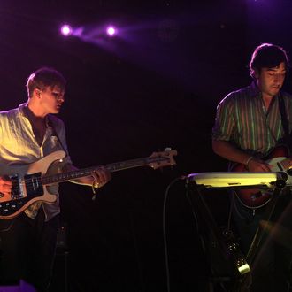 Musicians Chris Taylor and Ed Droste of Grizzly Bear perform during Day 1 of the Coachella Valley Music & Art Festival 2010