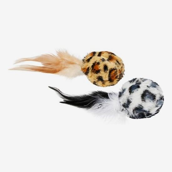 RUFFIN' IT Print Plush Balls Cat Toy, 2 count