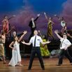The cast of "The Book of Mormon," performs at the Eugene O'Neill Theatre in New York on Oct. 21, 2021. (Sara Krulwich/The New York Times)
