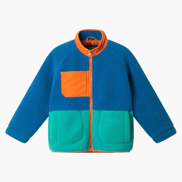 Mini Boden Kids' Color-Block Faux Shearling Jacket