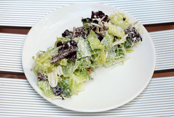 Baby lettuce with buttermilk dressing, radish, and egg white.