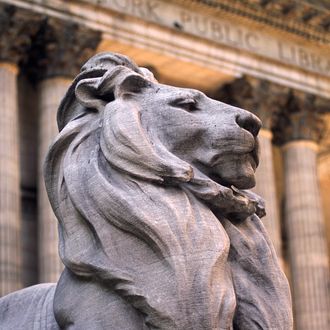 Lion Statue and New York Public Library.