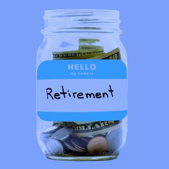 Retirement Savings Jar Of Coins And Banknotes