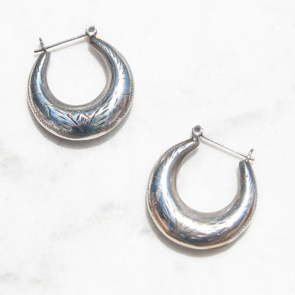 Lily Frank Jewelry Southwestern Etched Silver Hoop Earrings