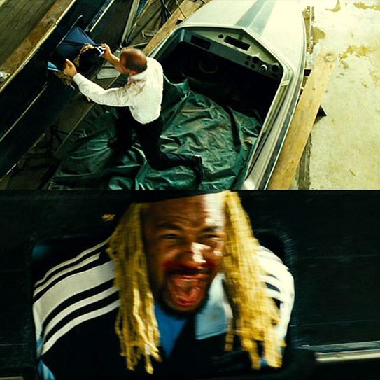 Statham stuffs you through the porthole of a dry-docked boat, then knocks the boat over, crushing you. (Transporter 2)
