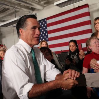 Republican presidential candidate and former Massachusetts Governor Mitt Romney speaks to supporters on April 11, 2012 in Hartford, Connecticut. Romney spoke at Alpha Graphics in Hartford and will later attend a small business town hall meeting in Warwick, Rhode Island. With Rick Santorum, Romney's chief rival for the Republican nomination, out of the race, the former Massachusetts governor is now the presumptive Republican nominee.