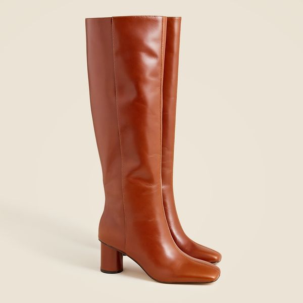 J.Crew Knee-High Round-Heel Boots in Leather