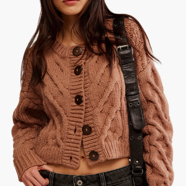 Free People Bonfire Cable Knit Cardigan