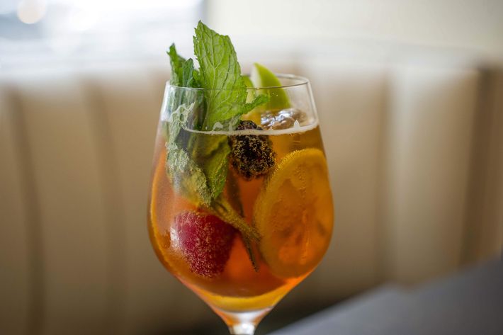 The Pimm&#8217;s Cup: Pimm&#8217;s No. 1, Hendrick's gin, housemade ginger beer, "salad."