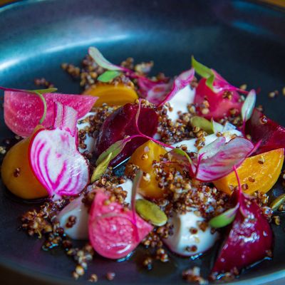 Beets with fried quinoa at Tuome.