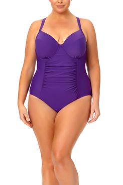 Terra & Sky Women's Plus Size Solid One-Piece Swimsuit