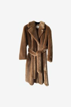 DH New York Clara Faux Fur Jacket in Camel Combo Womens Clothing Jackets Fur jackets Natural 