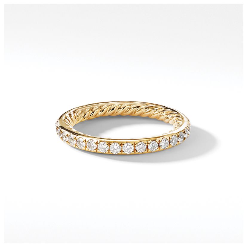 DY Eden Single Row Wedding Band with Diamonds in 18K Gold, 2mm