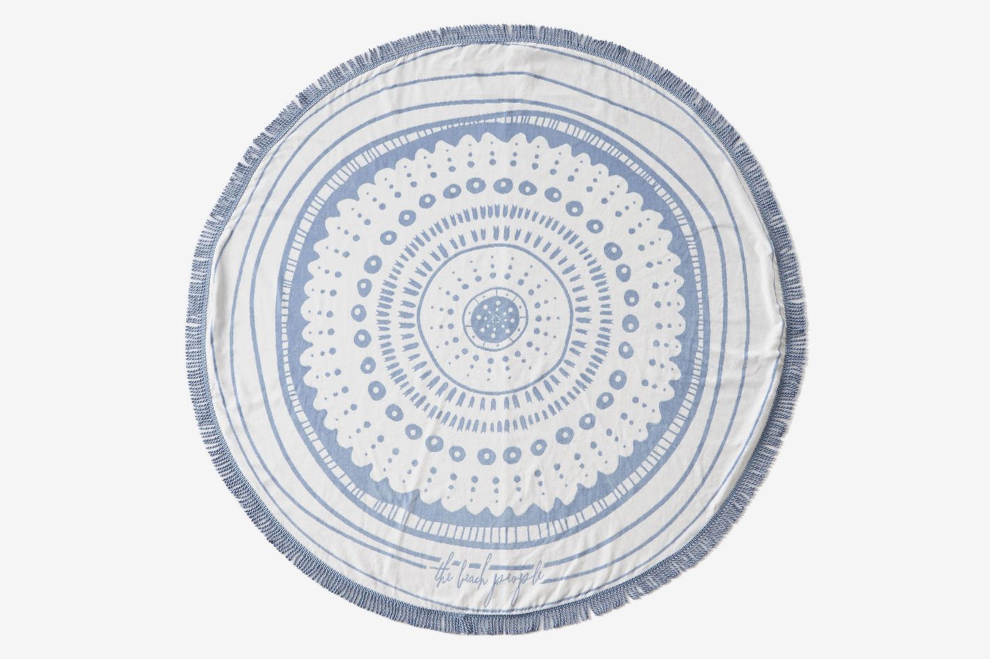 Blue & White with Neon Fringe Solillas Giant Round Beach Towel 