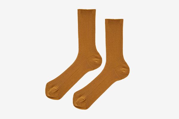 The Nude Label Cotton Crew Sock in Mustard