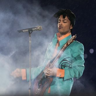 US musician Prince performs during half-