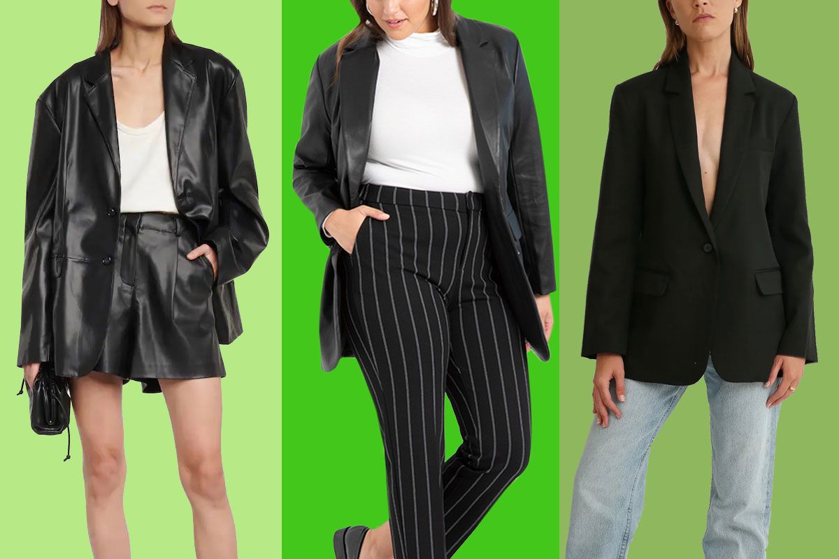 Lurex-thread boxy blazer Black Farfetch Women Clothing Jackets Blazers 