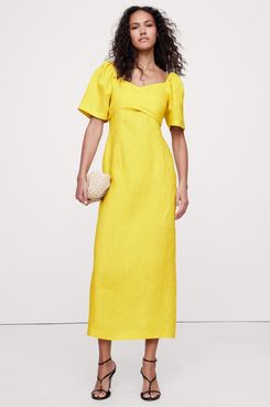 Banana Republic Linen Sweetheart Long Midi Dress