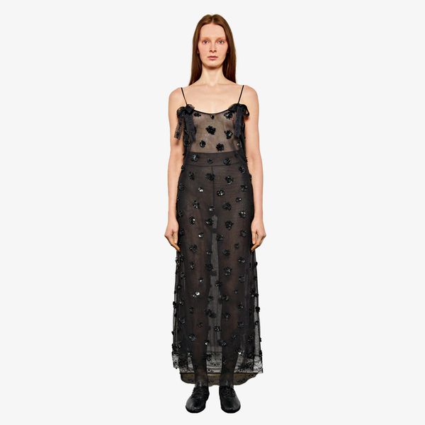 Meruert Tolegen Beaded Lace Dress w/ Trimmings