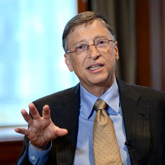 Bill Gates, chairman of Microsoft, during an interview January 30, 2013 in New York on the day he launches his 