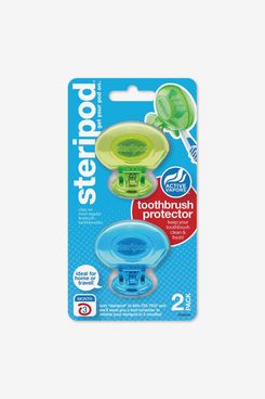 Steripod Clip-On Toothbrush Protector, Green and Blue, Two-Count