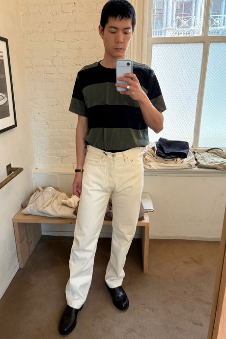 Man in white jeans