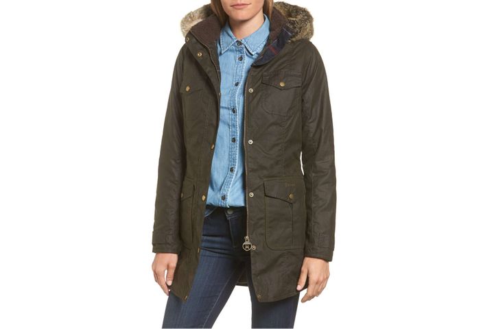 Barbour Ashbridge Hooded Waxed Canvas Jacket With Faux Fur Trim