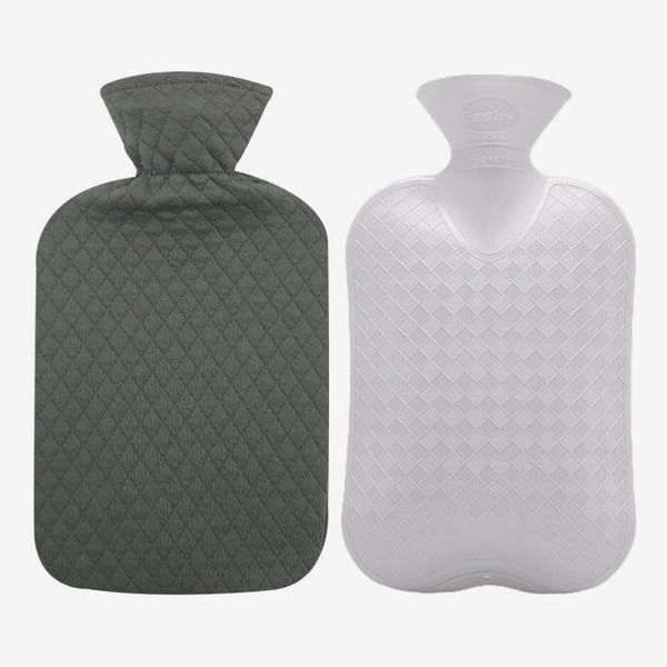 Fashy Hot Water Bottle with Quilted Cotton Gray Cover