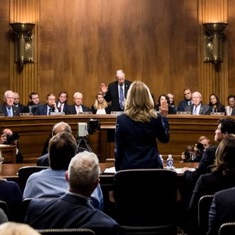 Dr. Christine Blasey Ford testifying in the Senate.