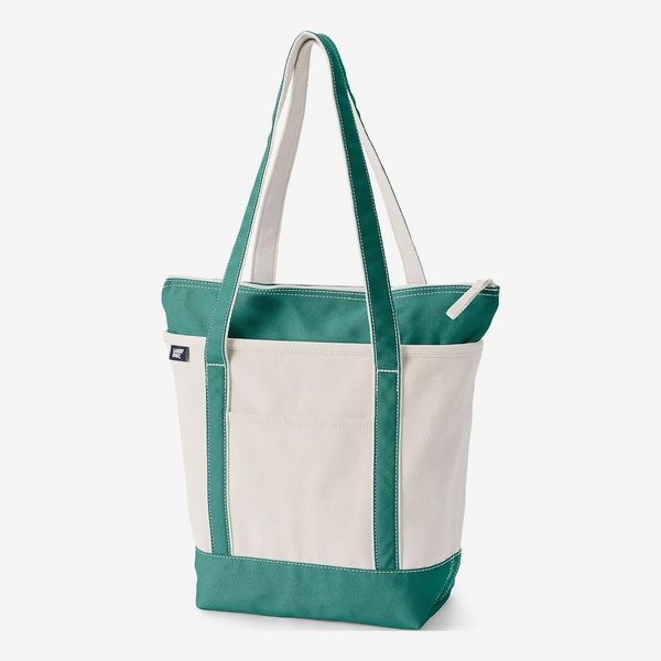 Lands’ End Zip-Top Long-Handle Canvas Tote Bag