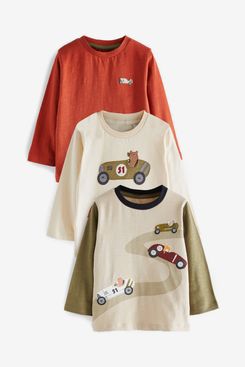 NEXT, paquete de 3 camisetas de manga larga para niños, surtido de autos de carreras