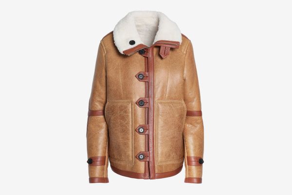 Joseph Reversible Shearling-Trimmed Cracked-Leather Coat