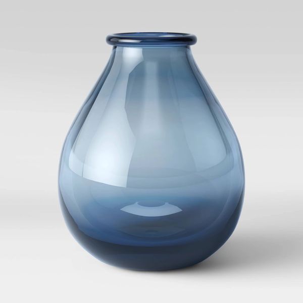 Threshold 15” x 13.2” Decorative Glass Vase Blue