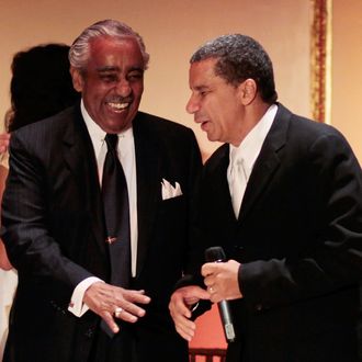  Congressman Charles Rangel (D-NY) laughs with New York Governor David Paterson (R), who emceed the party marking Rangel's 80th birthday August 11, 2010 in New York City. The party and fundraising gala at New York's Plaza Hotel was held on schedule despite a slate of 13 alleged ethics violations against the venerable congressman and a potential House trial in September. Rangel's actual birthday was on June 11. 