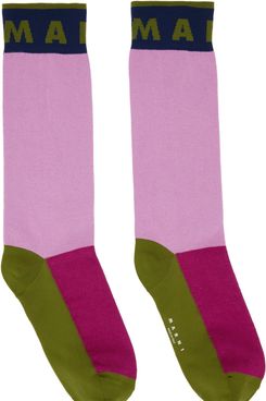 Marni Pink Paneled Logo Socks