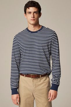 J.Crew Long-Sleeve Vintage-Wash Cotton T-Shirt in Stripe
