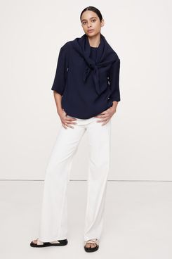 Banana Republic Viscose-Linen Dupioni Tie-Waist Top