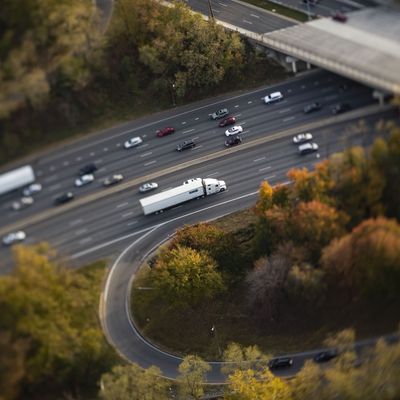  A truck drives on Interstate 495 drives in this aerial photograph taken with a tilt-shift lens above Bethesda, Maryland, U.S., on Tuesday, Nov. 4, 2019.