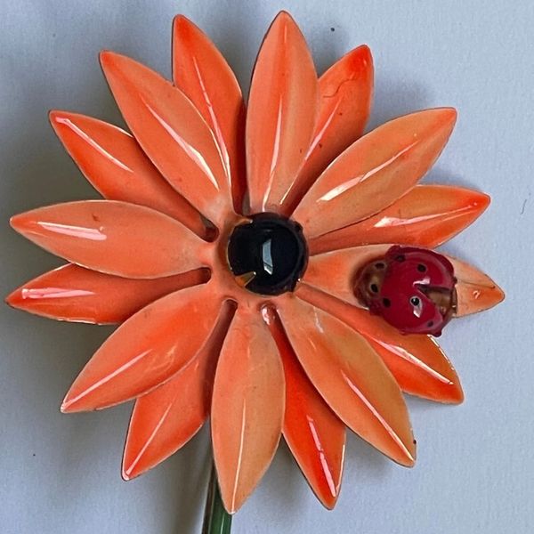 Rebeccas Dream Co Painted Metal Flower with Ladybug by Robert