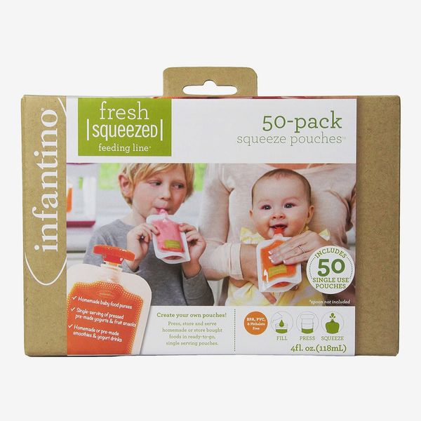 Squooshi Filling Station Baby Food Squeeze Pouch Maker + Small 12 Pack of Pouches, White