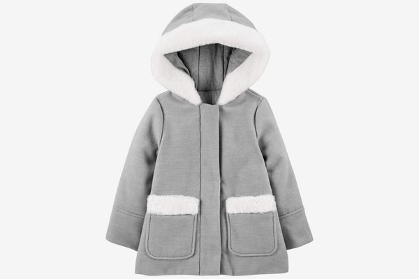 Simple Joys by Carter's Girls' Hooded Felt Jacket with Faux Fur Trim